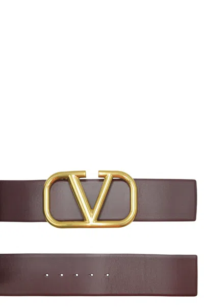 Valentino Elegant Brown Belt With Red Interior In Brown