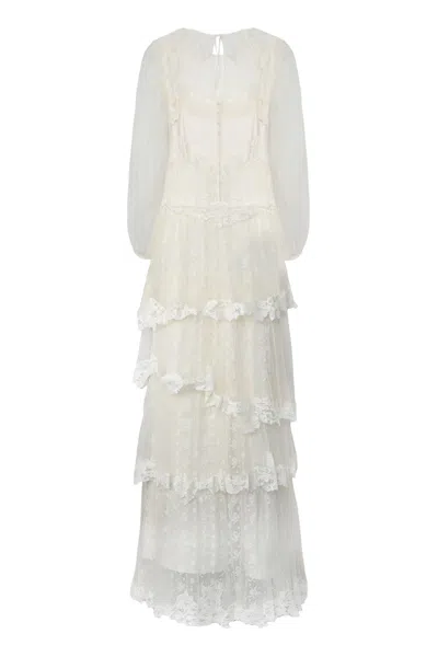 Alberta Ferretti I Live In Silk With Lace Inserts. In Multi