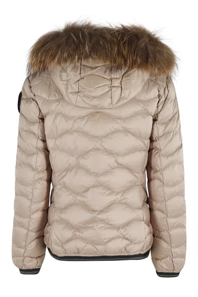 Blauer Quilted Beige Aldie Jacket With Plush Fur Trim In Neutral