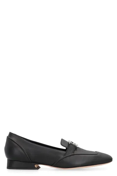Alberta Ferretti Leather Moccasins In Black