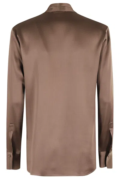 Antonelli Shirt With Tie Collar In Brown