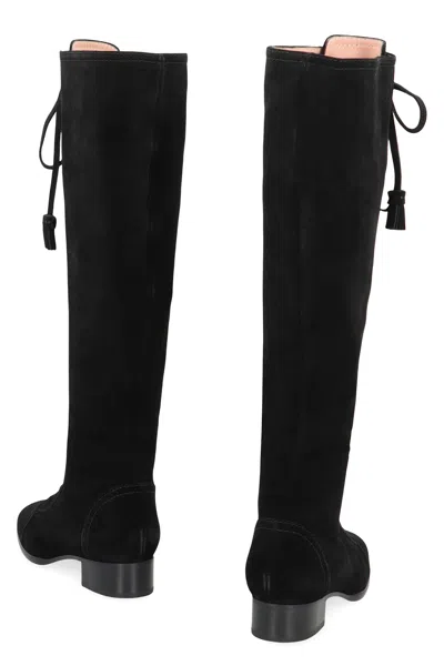 Alberta Ferretti Suede Leather Boots In Black