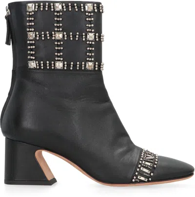 Alberta Ferretti Ankle Boot In Black Leather In Black