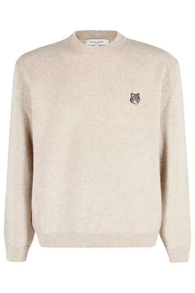 Maison Kitsuné Maison Kitsune' Bold Fox Head Wool Jumper In Neutral