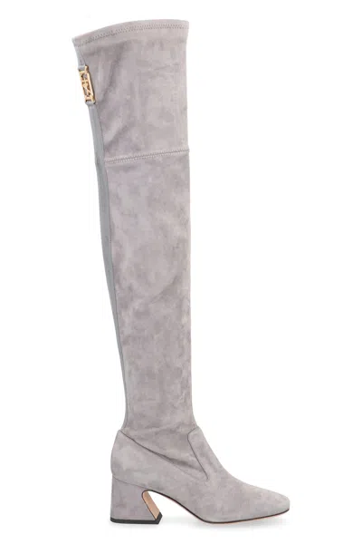 Alberta Ferretti Suede Boots In Gray