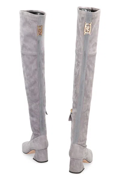 Alberta Ferretti Suede Boots In Gray