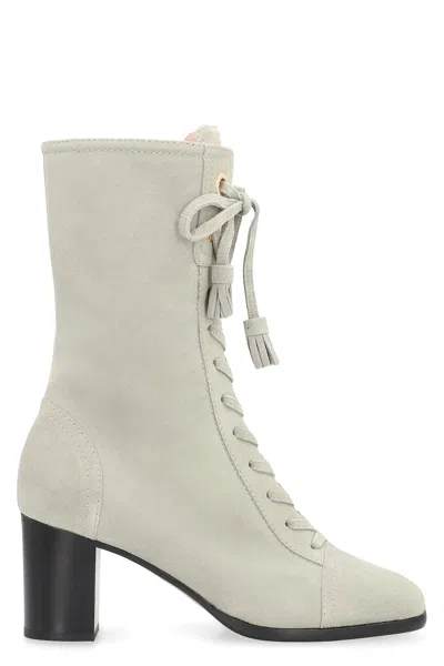 Alberta Ferretti Tassel-detail Lace-up Boots In Gray