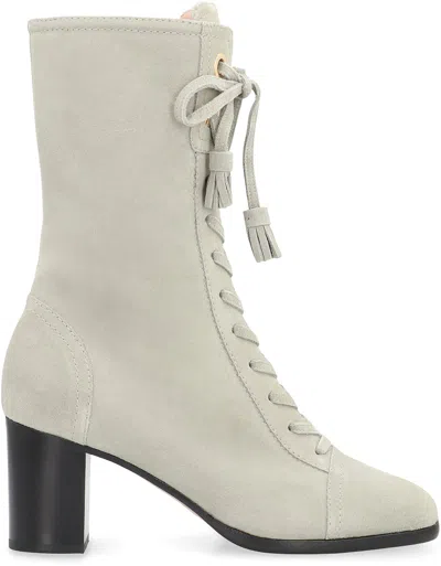 Alberta Ferretti Tassel-detail Lace-up Boots In Gray