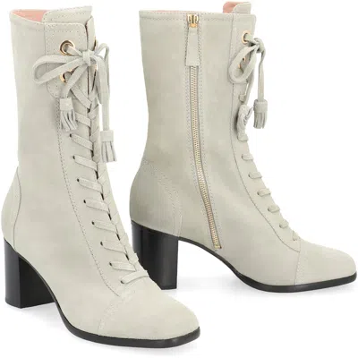 Alberta Ferretti Tassel-detail Lace-up Boots In Gray