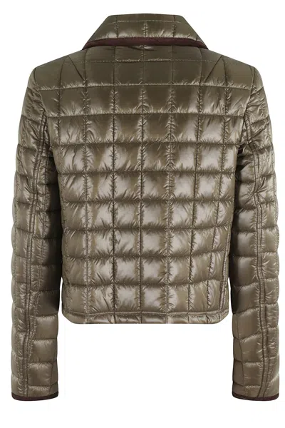 Fay Taupe Quilted Down Jacket In Green
