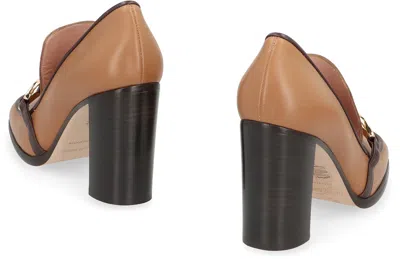 Alberta Ferretti Moccasins In Leather With Heel In Brown