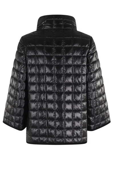Fay Quilted Coat With Velvet Trim And Diamond Pattern In Black