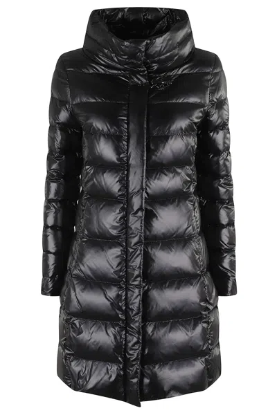 Fay Long Urban Hook And Loop Down Jacket In Black
