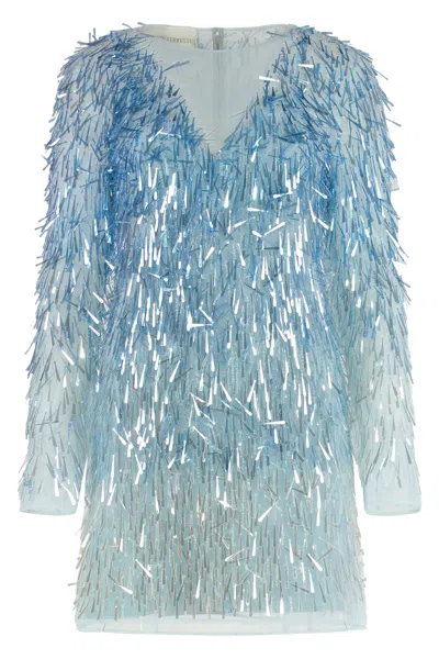 Alberta Ferretti Sequin-embellished Mini Dress In Blue