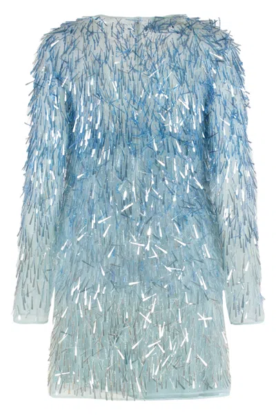 Alberta Ferretti Sequin-embellished Mini Dress In Blue