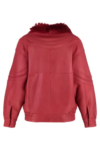 Alberta Ferretti Leather Jacket In Burgundy