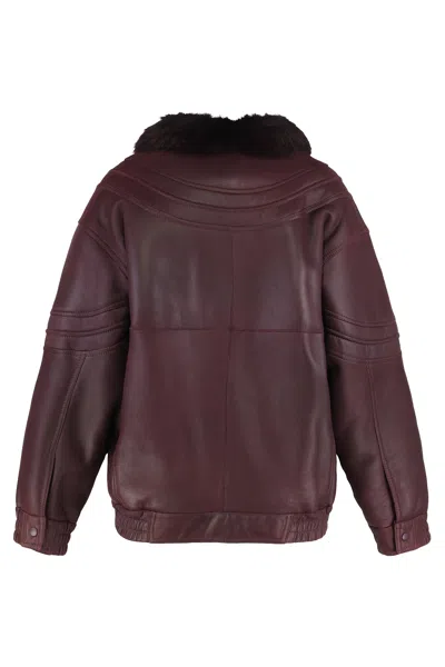 Alberta Ferretti Leather Jacket In Burgundy