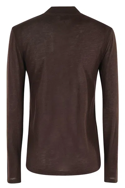 Filippa K Lyoncell Cashmere Mock Neck Top In Burgundy