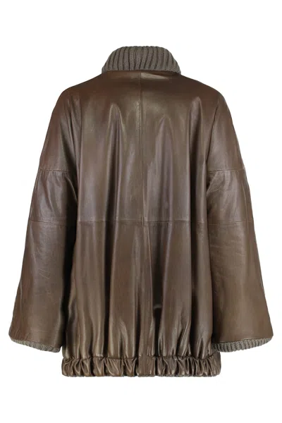 Alberta Ferretti Leather Jacket In Brown