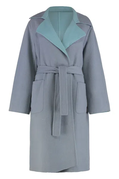Alberta Ferretti Reversible Coat In Wool And Cashmere In Gray