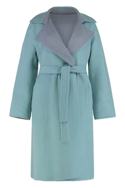 Alberta Ferretti Reversible Coat In Wool And Cashmere In Gray
