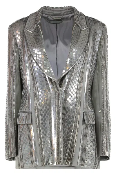Alberta Ferretti Blazer With Sequins In Silver
