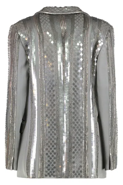 Alberta Ferretti Blazer With Sequins In Silver