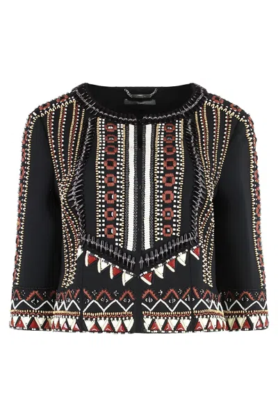 Alberta Ferretti Short Jacket With Embroidery In Black
