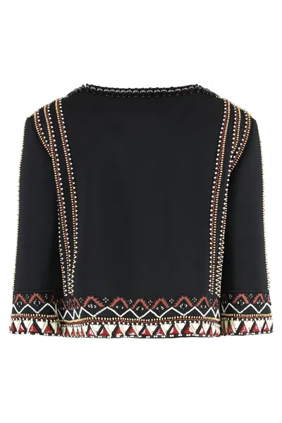 Alberta Ferretti Short Jacket With Embroidery In Black
