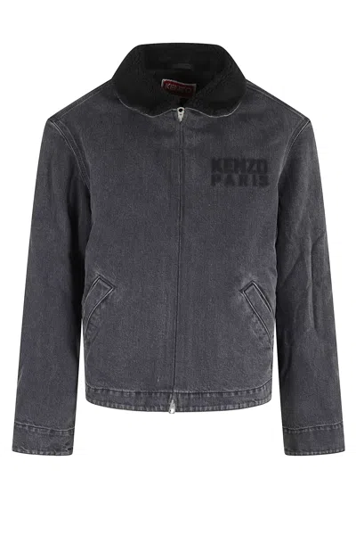 Kenzo Happy Tiger Fleece Jacket In Gray