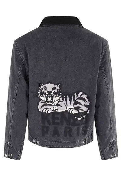 Kenzo Happy Tiger Fleece Jacket In Gray