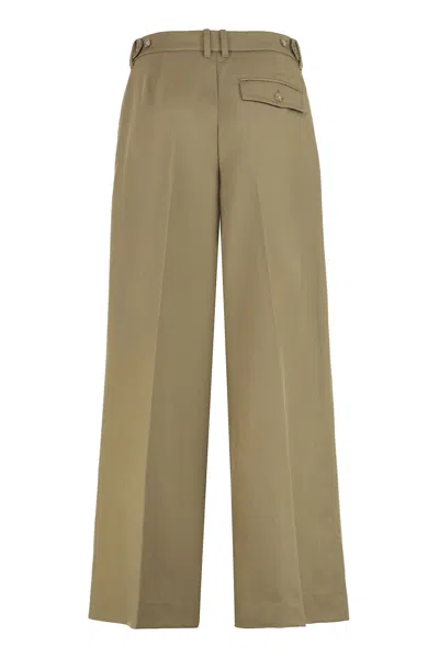 Calvin Klein Trousers In Wool Gabardine In Green