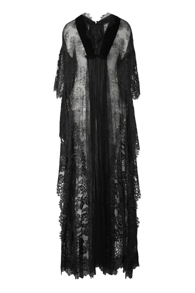 Alberta Ferretti Lace Maxi Dress In Black
