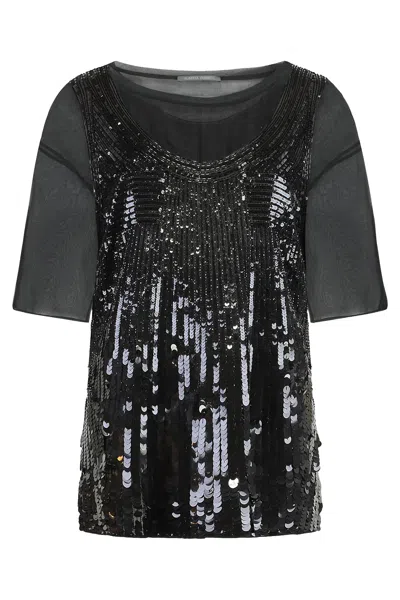 Alberta Ferretti Blouse With Sequins In Black