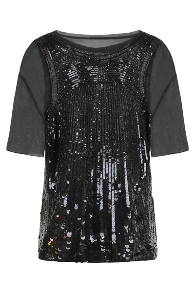 Alberta Ferretti Blouse With Sequins In Black