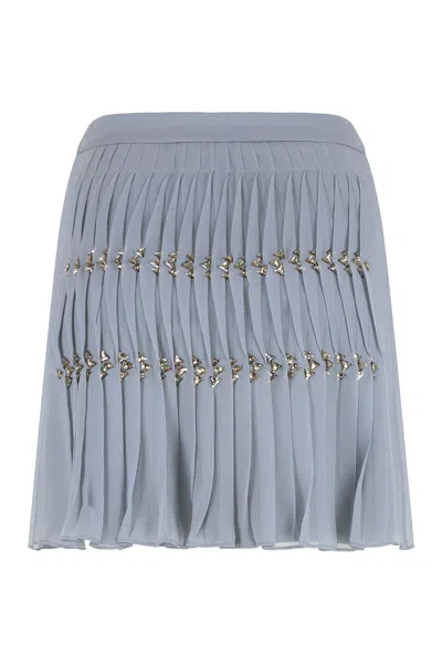 Alberta Ferretti Mini Skirt With Rhinestones In Blue
