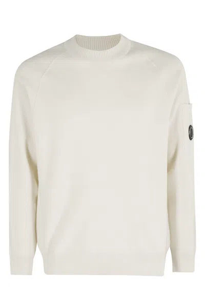 C.p. Company White Crew Neck Sweater In Gray