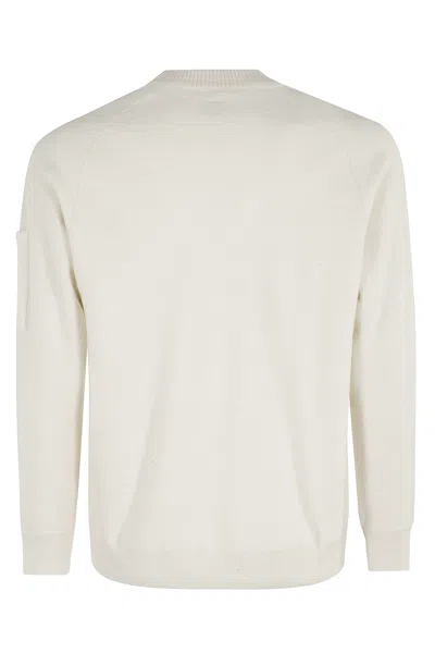 C.p. Company White Crew Neck Sweater In Gray