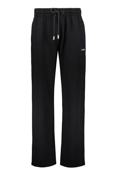 Off-white Long Comfortable Black Pants With Pockets In Black