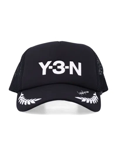 Y-3 -n Embroidered Trucker Cap In Black