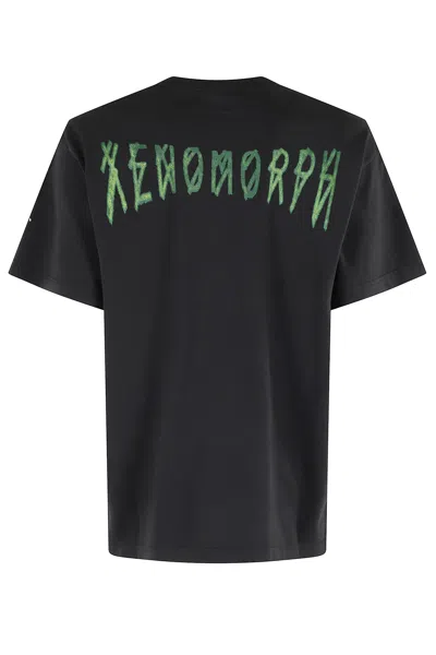 44 Label Group Boxy Fit Black T-shirt With Xenomorph Graphics In Black