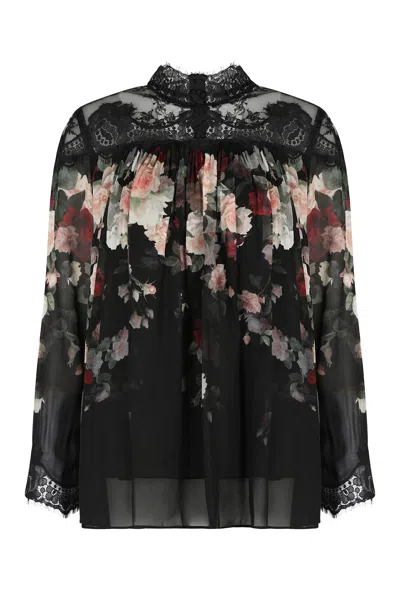 Zimmermann Hypnotic Lace York Blouse In Black Cascade In Multi