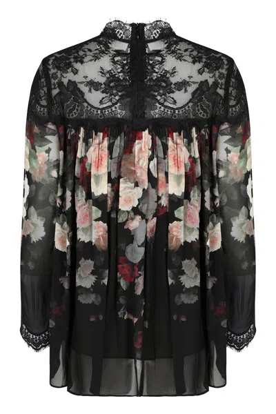 Zimmermann Hypnotic Lace York Blouse In Black Cascade In Multi