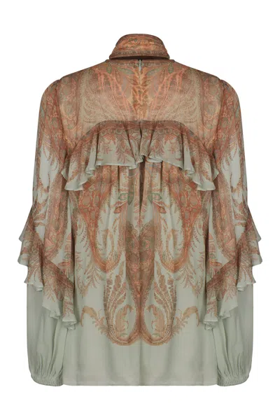 Zimmermann Memento Blouse With Ruffle In Pink