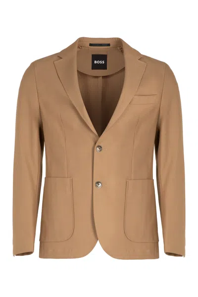 Hugo Boss Boss Single-breasted Two-button Jacket In Neutral