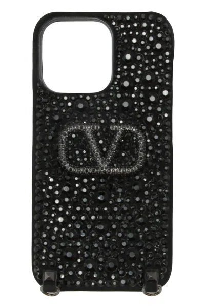 Valentino Iphone 13pro Black Minimalist Cover In High Quality In Black