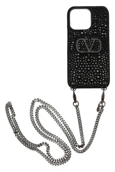 Valentino Iphone 13pro Black Minimalist Cover In High Quality In Black