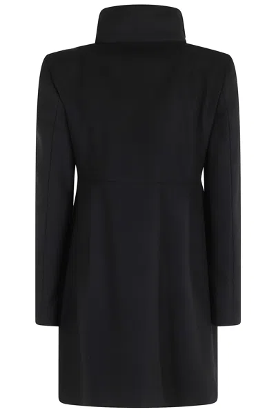 Fay Romantic Coat In Melange Wool Cloth In Black