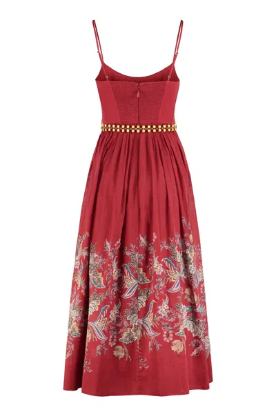Zimmermann Rhiannon Corset Midi Dress In Red