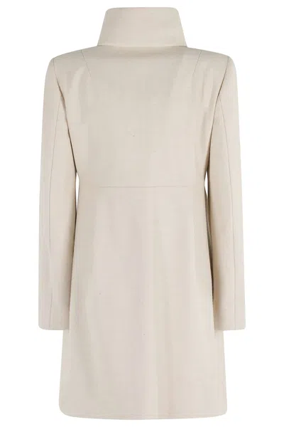 Fay Tailored Beige Coat With High Collar In Neutral
